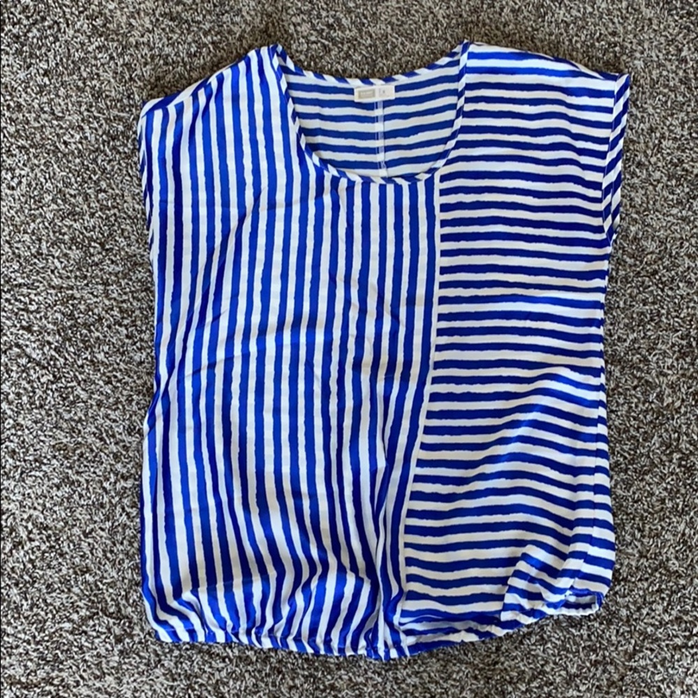 Women’s Maternity Shirt Dressy Silk Blue and White